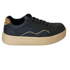 Hey Dude Women’s Hudson Lift Metallic Black Tan Sneakers 9 W9 Casual Platform